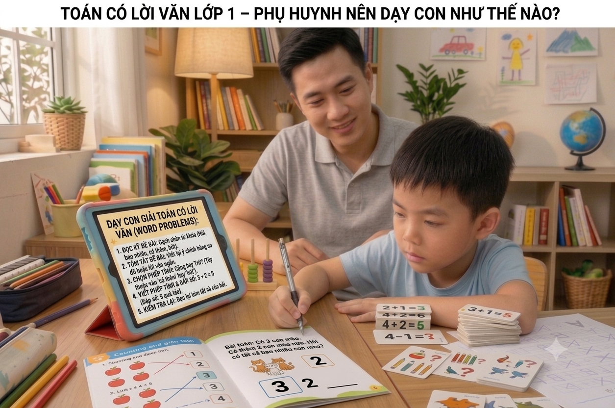 Toán có lời văn lớp 1 – Phụ huynh nên dạy con như thế nào?